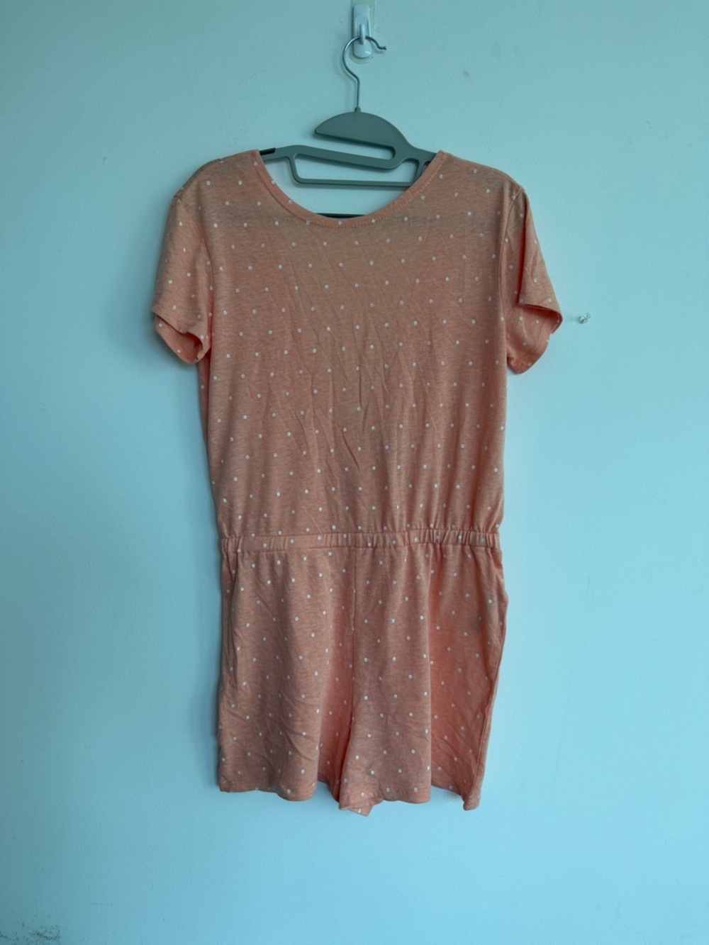 Women's Polka Dot Short Sleeve Peach Romper